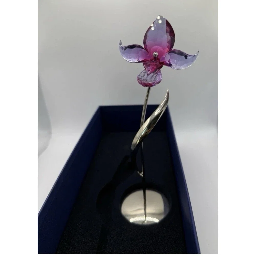 Swarovski Paradise Orchid Fuchsia Rain Dorora 681542 Purple w/ Stand 9